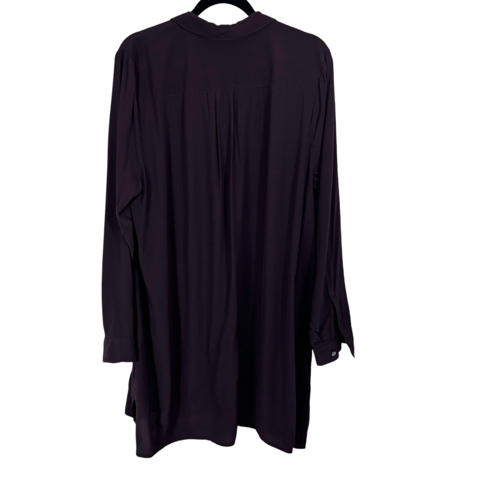 J. Jill Women's Dark Plum Button Down Long Sleeve‎ Tunic Blouse Lagenlook Size L - Picture 2 of 7